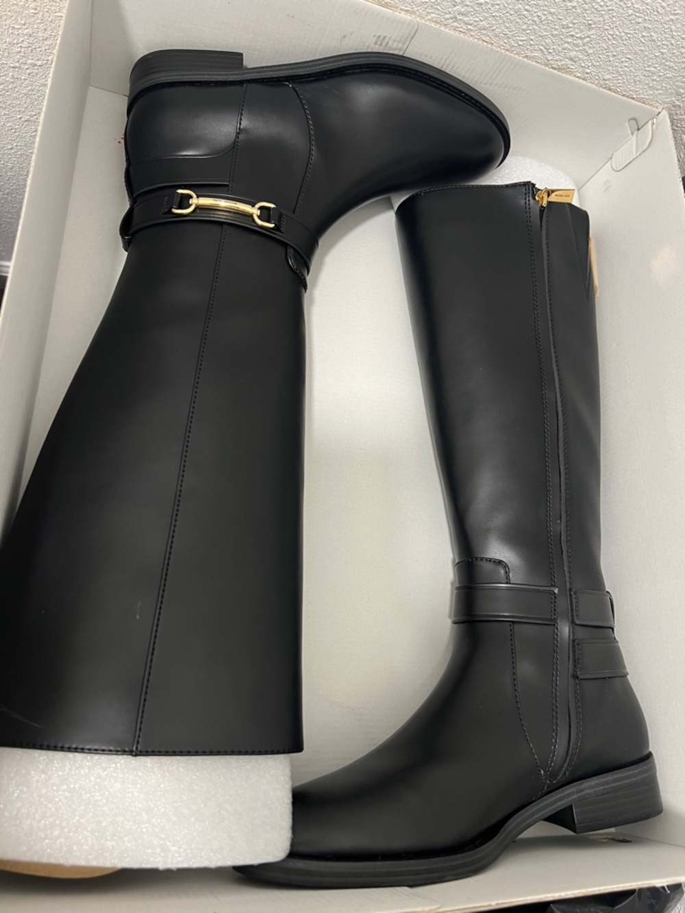 Michael Kors Black Tall Leather Riding Boots with Gold Bit with the original box - Picture 6 of 8